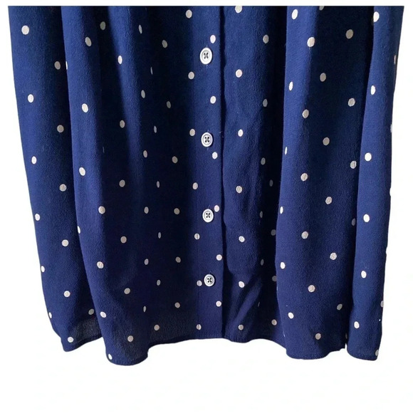 MADEWELL | Ruffle-Strap Button-Front Navy Retro Polka Dot Dress Size 2 - Picture 7 of 8